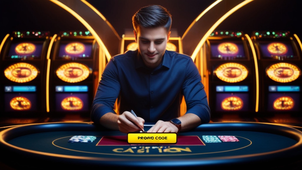 Speler voert promotiecode in op een donkere casino-interface