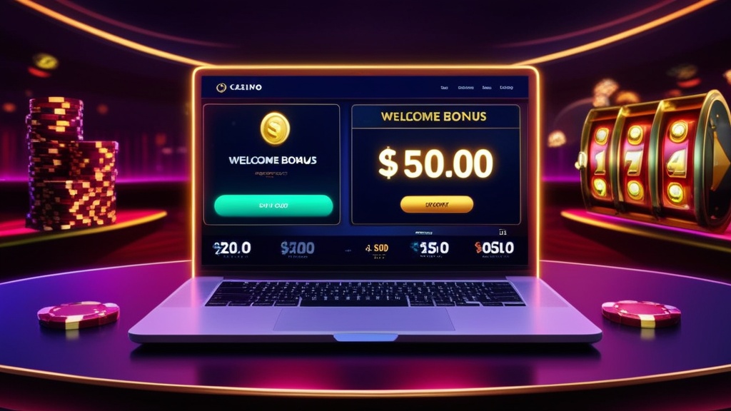 Casino-scherm met welkomstbonus, storting en inzetvereisten